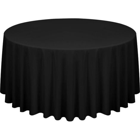 Runde Tischdecke 300 cm Schwarz, Polyester, Knitterfrei, Pflegeleicht