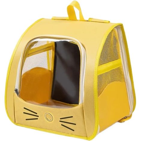 Sac de transport pour chat portable et transparent (port à la main ou en bandoulière) — Sac de voyage souple et pliable pour animaux, adapté aux chatons (jaune) (1/5)