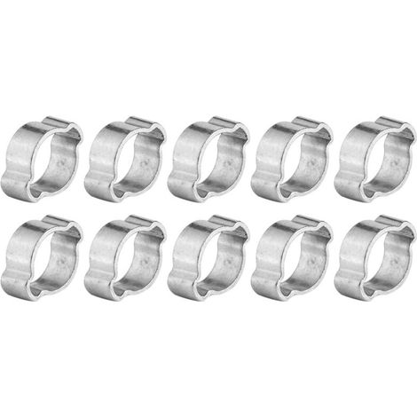 10 abrazaderas de manguera de hierro galvanizado de doble oreja, de 5 a 23 mm, para línea de combustible Fule (15 a 18 mm) -Crezuo