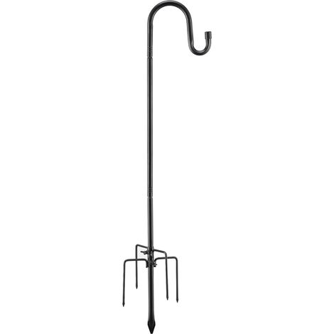 Crochet de Berger de Jardin, 198cm 5Broches Base Support d'Extérieur pour Mangeoires à Oiseaux - Mât Réglable Robuste pour Suspendre des Plantes, Décorations et Mariage/Noir Mat (1/5)