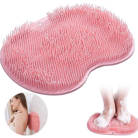 Esterilla de masaje antideslizante de silicona - Limpiador de espalda - Con ventosas antideslizantes - Masajeador exfoliante - Limpia, exfolia y masajea la espalda (rosa) (1/5)