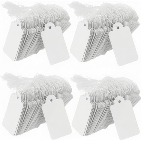 500PCS Étiquettes de Prix Blanches avec Ficelle, 25mm x 45mm, Étiquettes de Marquage pour Bijoux et Vêtements (1/5)