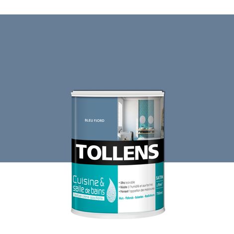 Peinture Cuisine Et Salle De Bain - Ultra Résistante - Tollens - Pour Murs, Boiseries, Radiateurs - Bleu Fjord - 0,75L = 9m2