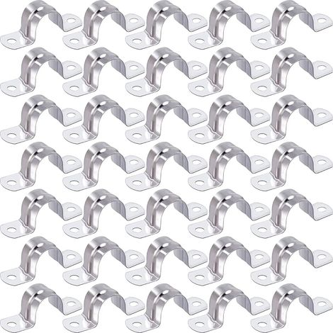 QAZQA 304 Acier Inoxydable U-Tube Pince, 50pcs Anneau de Connexion Tuyau Pince Titulaire de la Carte Tuyau D'équitation Selle Carte Tuyau pour D'eau Tuyau Gaz Caoutchouc (20mm,Argent)