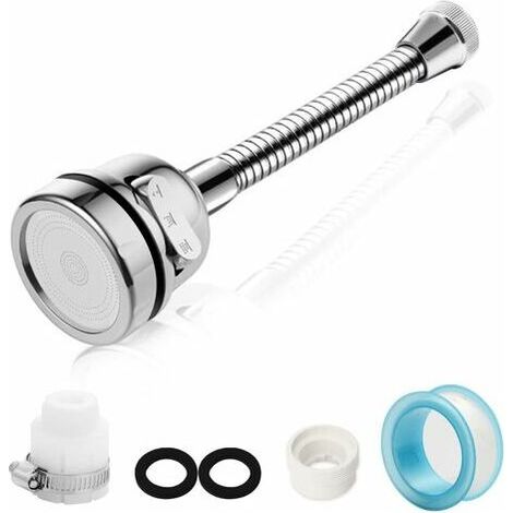 Rallonge de robinet anti-éclaboussures rotative à 360° CRUEL avec flexible, aérateur flexible à 3 positions, en plastique ABS chromé. (1/5)