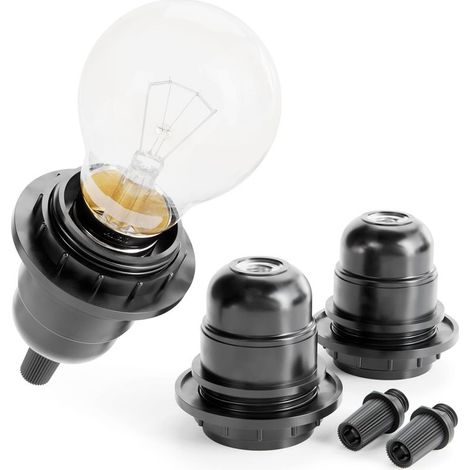 Casquillo E27 negro - 250V 60W - Casquillo de plástico con rosca - Para lámpara de mesita de noche (1/5)