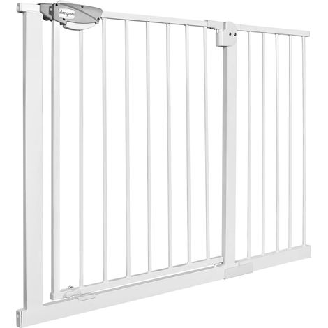 Naizy – Barrière de sécurité extensible 105-115 cm – Installation sans perçage – Double verrouillage – Grille métallique – Couleur blanche