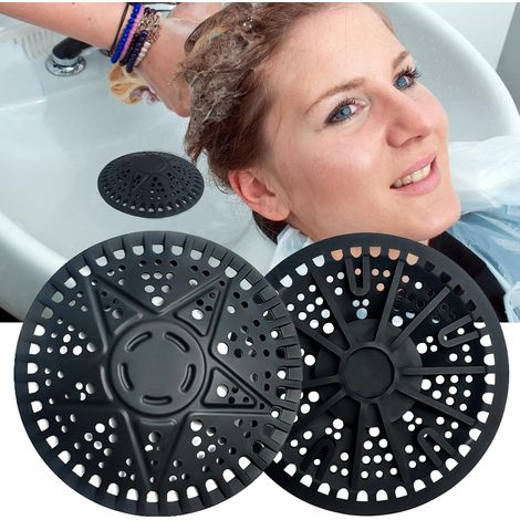Lot de 2 bouchons de douche en silicone réutilisables, 14 cm, filtre de sol pour baignoire et lavabo (noir et gris). (1/5)