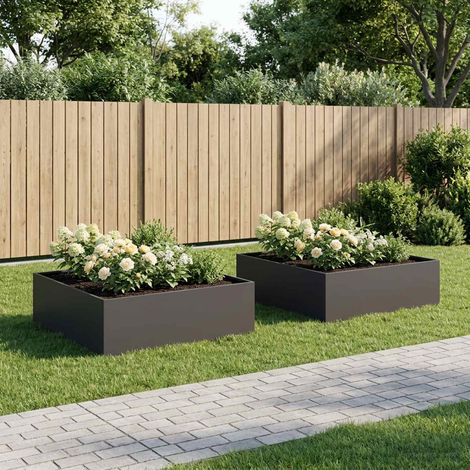 vidaXL Macetero de Jardín 2 uds. Negro 80 x 80 x 30 cm (1/5)