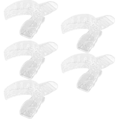 Porte-empreintes dentaires jetables, porte-empreintes dentaires en plastique transparent perforé, pour la restauration de prothèses dentaires, paquet de 5, pour les dents inférieures. (1/5)