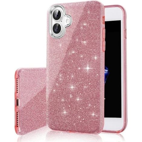iPhone 17 - Coque souple élégante 3 en 1 à paillettes roses