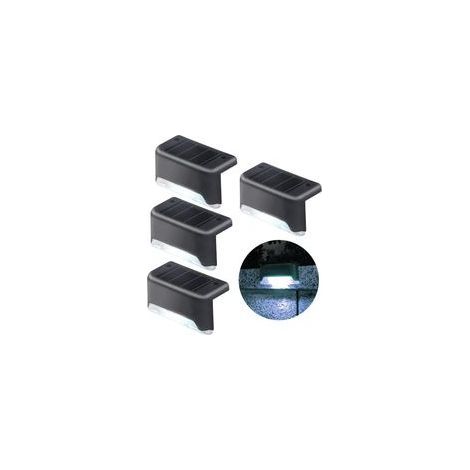 Lot de 4 lampes solaires d'extérieur pour clôture, étanches, lumière blanche froide, décoration pour piscines, escaliers, marches, clôtures, balustrades et terrasses. (1/5)