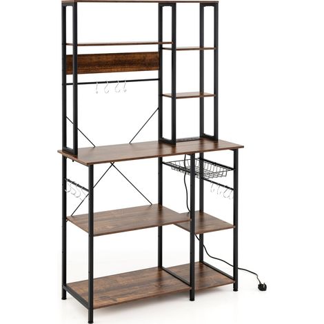 Scaffale da cucina a 6 ripiani con presa e cestello in filo metallico
