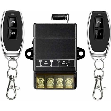 Commutateur sans fil à relais,328FT 220V / 230V / 240V /relais 40A Commutateur RF sans fil pour appareils ménagers, pompe, plafonniers et équipeme (Remote Switch Black)