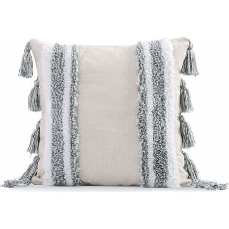 Housse de Coussin Housse de Coussin Moderne Simple Taie d'oreiller avec Décoration bohémienne Tufting et tissée à Franges pour Canapé Voiture Salon Chambre à Couche 45x45 cm (1/5)