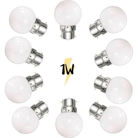 Lot de 10 Ampoules B22 plastique 1W LED Blanc chaud G45 pour guirlande guinguette professionnelle (1/5)