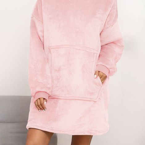 Sweat à capuche plaid oversize, manteau avec manches unisexe, taille unique  Couleur: Rose