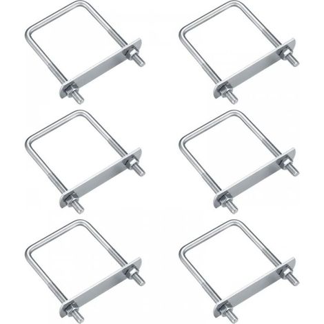6 Pièces Boulons en U, M6 U-Bolts, Boulons de U en Acier Inoxydable avec Écrou Plaques Rondelle, Boulons de Serrage Fixation pour Fixation Tuyaus (Angle droit 80x50mm) (1/2)