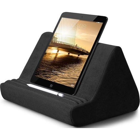 Coussinet souple pour tablette - Support avec coussin - Visionnage confortable - Angle de vision réglable - 4,7 à 12,8 pouces - Gris-noir (1/5)