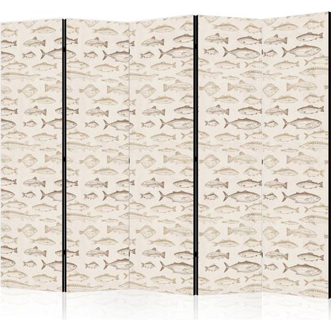 Paravent artgeist Beige Braun 225 cm x 172 cm Holz Stoff