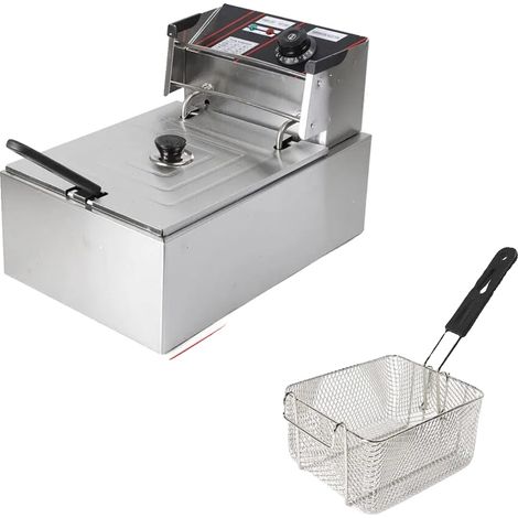 Freidora eléctrica, capacidad de 6 litros, potencia de 2500 W, color blanco. (1/2)
