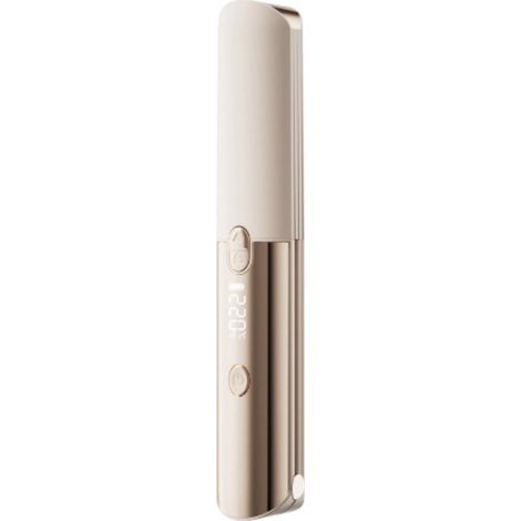 Lisseur Cheveux, Fer à Lisser Mini pour Cheveux Courts, Petits Lisseurs de Voyage et Plaques en Céramique, 7 Températures 160℃-220℃, LCD-Display, Voyage Mini Lisseur (Blanc) (1/5)