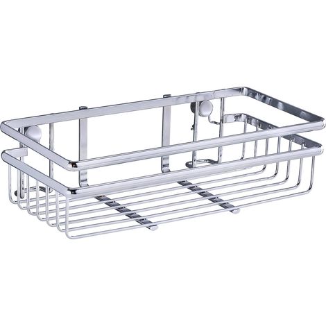 WENKO Étagère murale cuisine Style, Etagère murale cuisine fixation sans perçage possible avec adaptateur Loc, métal, 25x12x7 cm, argent (1/5)