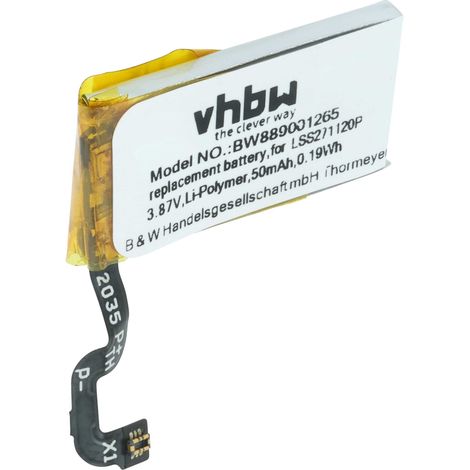 vhbw Battery compatible with Fitbit Luxe Smartwatch Watch Fitness Bracelet (50 mAh, 3.87 V, Li-polymer)