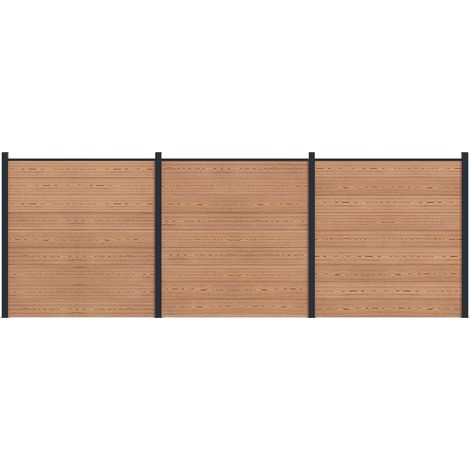 vidaXL Pannello di Recinzione 3 pcs WPC e Alluminio Marrone