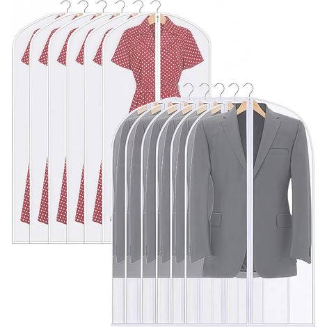 Kleidersäcke, mottensichere Kleidersäcke, 12er-Pack, 60 x 100 cm Kleidersäcke zum Aufhängen, atmungsaktiv, zum Schutz der Kleidung.