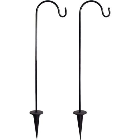 Pack of 2 shepherd's hooks, sturdy and adjustable metal garden stake with hook for solar lights (1/4)
