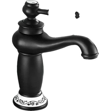 Robinet de lavabo, style ancien, débit élevé, Laiton, noir (1/5)