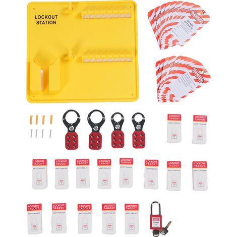 Kit d'étiquettes de verrouillage mural PC, panneau de Station de verrouillage avec 16 cadenas, 20 étiquettes, 4 loquets pour industriel