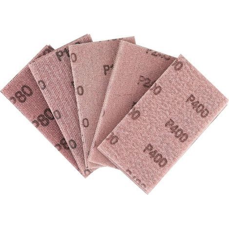 25-piece 70x125mm mesh abrasive belt - self-adhesive abrasive sheets - for dust-free sanding of wood, filler, paint, and plastic - Grits P80, P120, P180, P240, P400 (1/5)