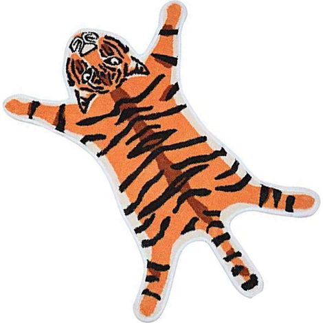 Tapis de bain à motif tigre, carpette de sol artistique antidérapante pour porte, petit tapis absorbant décoratif pour salle de bain, descente de bain moelleuse à imprimé animalier (orange) (1/5)
