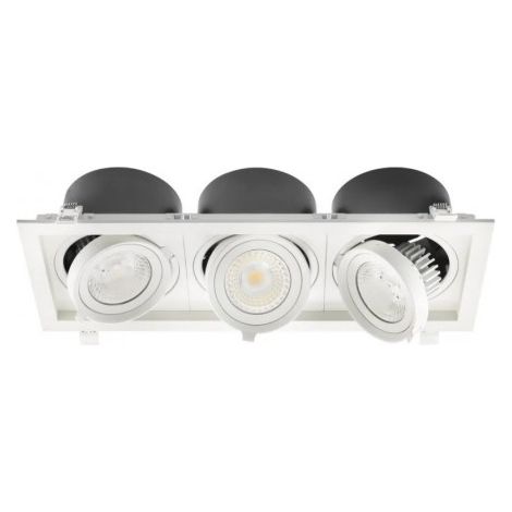 Encastré LED 3x23W rectangle 523x200x130mm blanc 3 spots orientables 3000K 3x2000lm 230V dimmable 38° IP20 IK07 CARD THREE SHOP