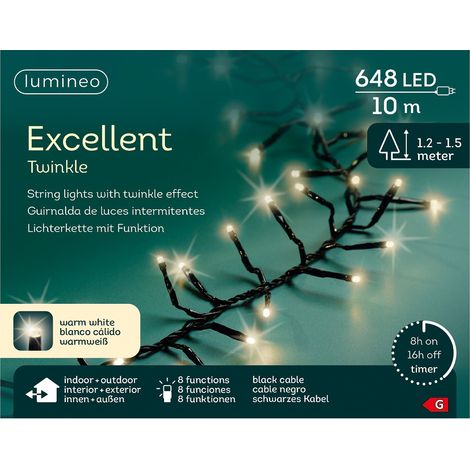 Lumineo LED Lichterkette Excellent Twinkle schwarz 10 Meter 648 Lichter - warmweiß (1/3)