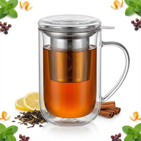 Thermoskanne aus Glas, 500 ml, mit Deckel, für Wintertee und Kräuter (1/5)