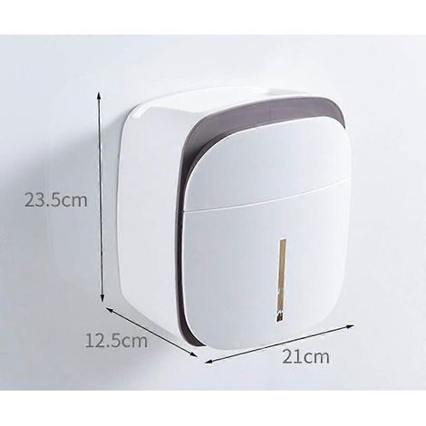 Porte-rouleau de papier toilette mural autocollant, couvercle anti-poussière étanche, boîte de rangement, distributeur de papier essuie-tout multi-plis, gris