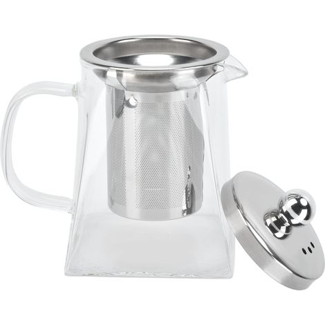 Théière en verre transparent avec filtre amovible en acier inoxydable 304, idéale pour la maison et le bureau (550 ml). (1/5)