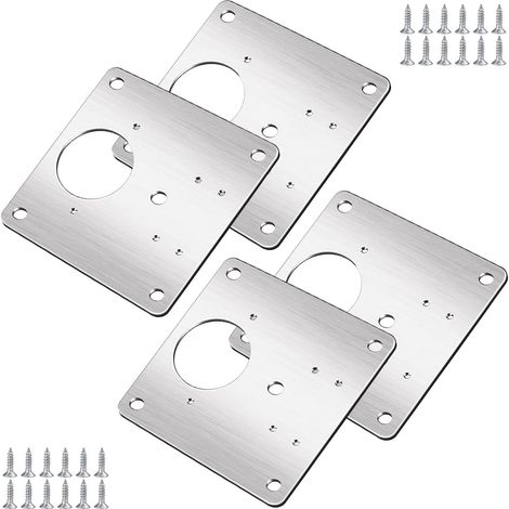 Kit de réparation de charnières pour meubles (bois, étagères) : 4 plaques de réparation avec trous, fixations et 24 vis incluses. Installation facile