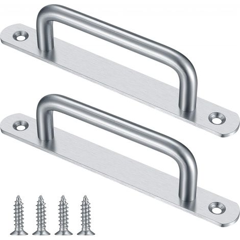 2 Poignées Porte Grange Acier Inox Plaque A (1/5)