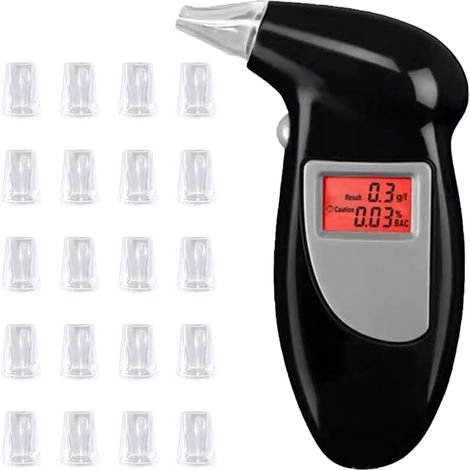 Éthylotest portable avec écran LED numérique rapide et précis avec 20 embouts buccaux (1/5)