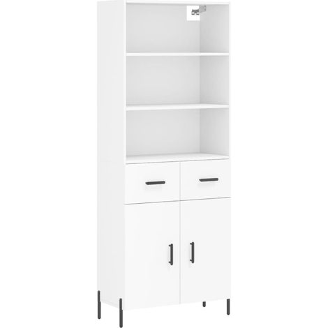 Aparador cómoda mueble de almacenaje organizador cocina salón salón alto 695 x 34 x 180 cm madera de ingeniería blanco 020032647