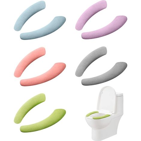 Lntyq coussins de siège de toilette, coussins de housse de siège de toilette, autocollants de coussin de siège de toilette, rondelles de collantes de toilette, autocollants de toilette ménagers, 5 cou (1/5)