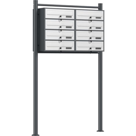 Wiltec Cassetta postale condominiale autoportante 8 posti antracite/bianco 945 x 270 x 1500 mm 2 moduli (1/5)