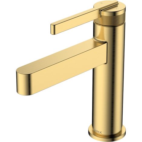 Avapax  Robinet mitigeur de lavabo sur pied Aurevo - Or brossé - Laiton - Bec géométrique - Code Abau111211 (1/2)