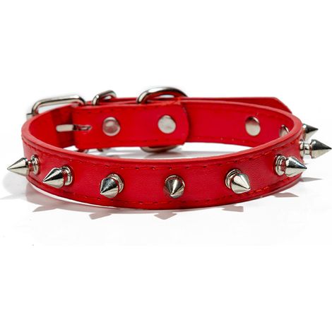 Collier pour chat/chien, collier double en cuir incrusté de pointes dorées, (1/4)