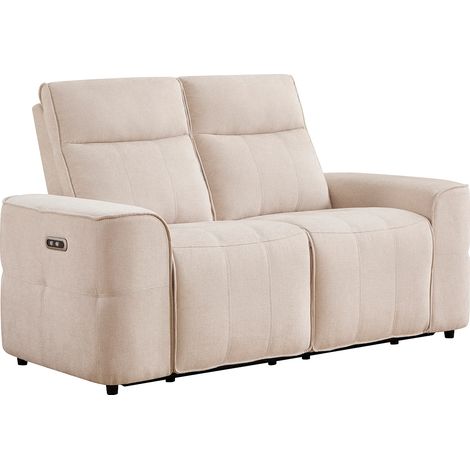 Canapé 2 places relax électrique en tissu chenille beige SCAMOCO (1/5)