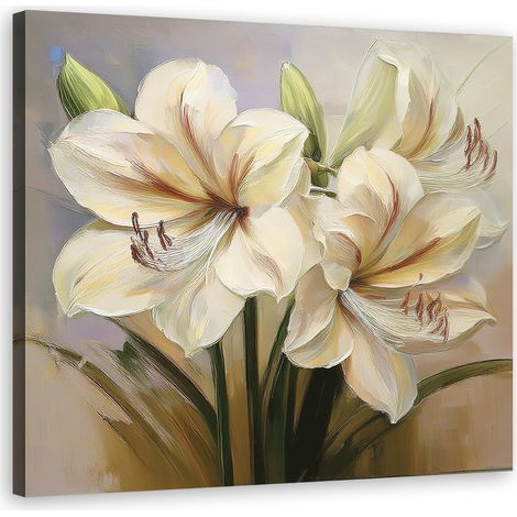 Quadro su tela, Fiore di giglio dipinto - 30x30 (1/5)